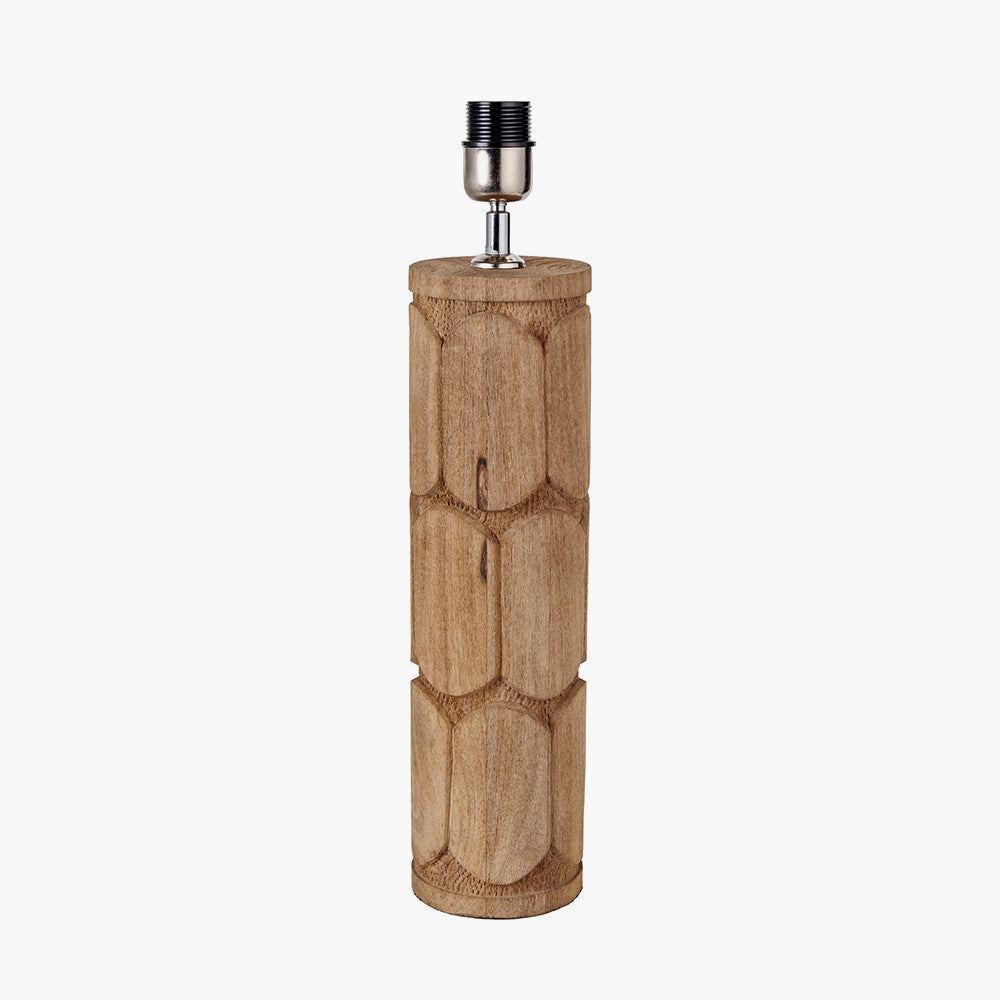 Aurelia Embossed Natural Wood Tall Table Lamp - Base Only